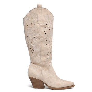 Smile Favorites Cowboylaarzen Beige Suedine Western Hoog