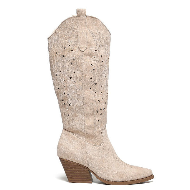 Smile Favorites Cowboylaarzen Beige Suedine Western Hoog