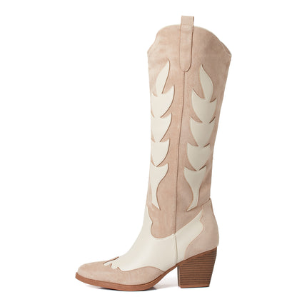 Smile Favorites Cowboylaarzen Beige suedine Wit hoog