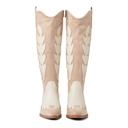 Smile Favorites Cowboylaarzen Beige suedine Wit hoog