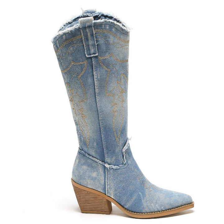 Smile Favorites Cowboylaarzen Blauw Denim Washed Hoog