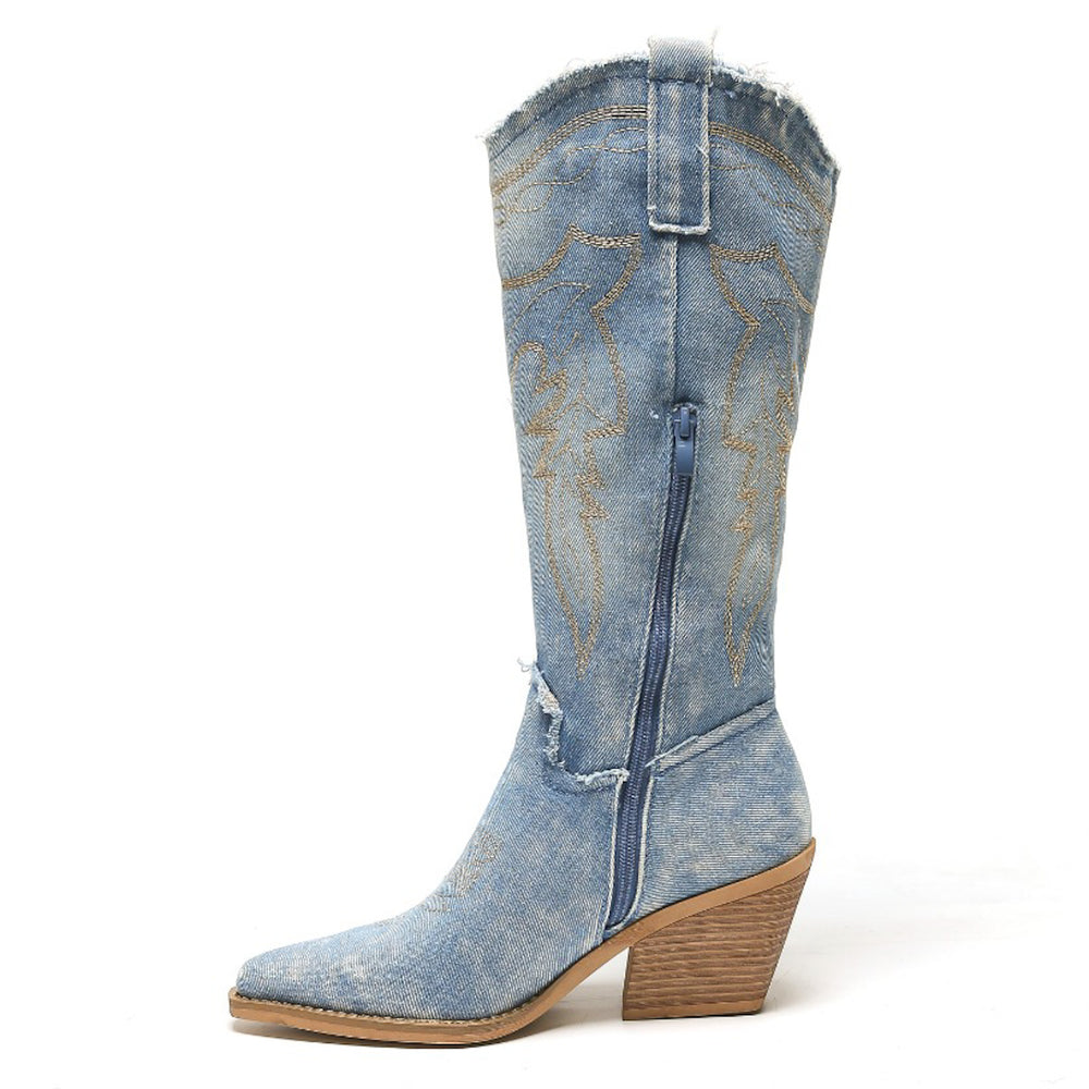 Smile Favorites Cowboylaarzen Blauw Denim Washed Hoog