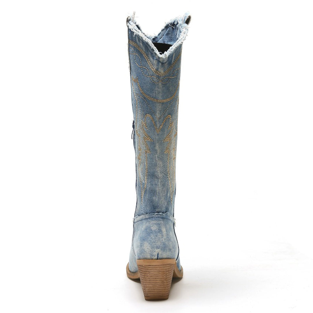 Smile Favorites Cowboylaarzen Blauw Denim Washed Hoog