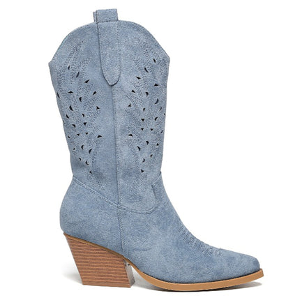 Smile Favorites Cowboylaarzen Blauw Suède Western