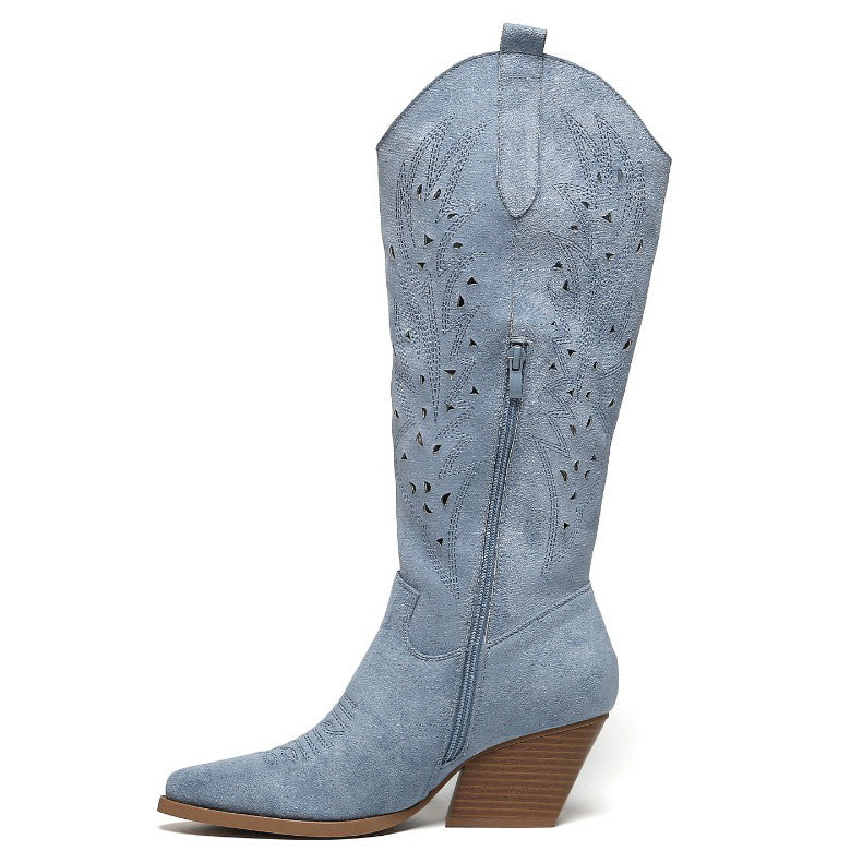 Smile Favorites Cowboylaarzen Blauw Suedine Western Hoog