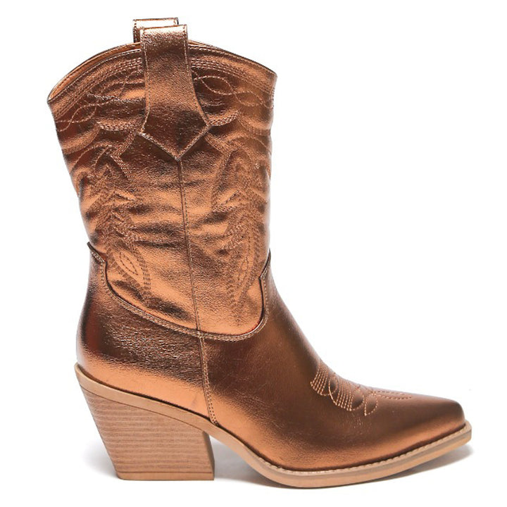 Smile Favorites Cowboylaarzen Brons Metallic Kuit Stiksels