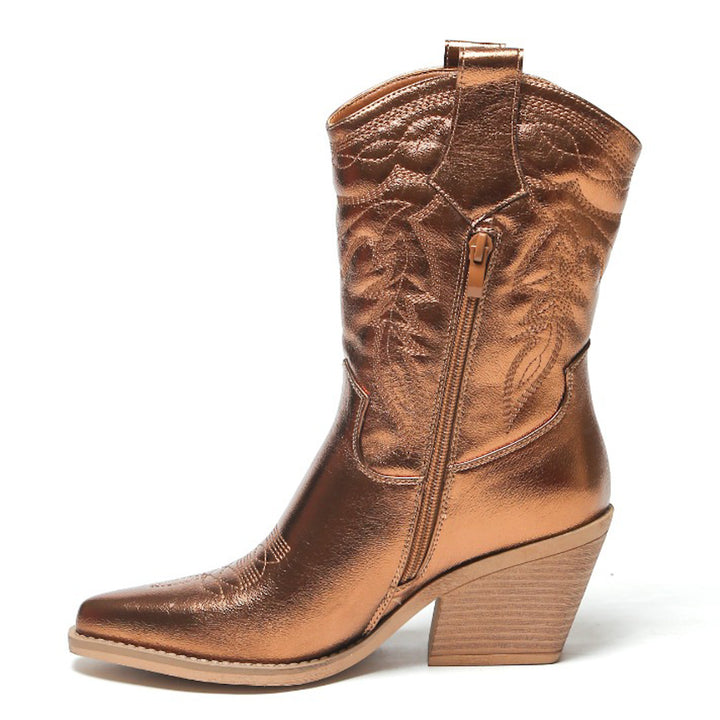 Smile Favorites Cowboylaarzen Brons Metallic Kuit Stiksels