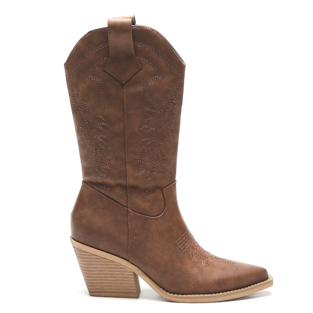 Smile Favorites Cowboylaarzen Bruin Leatherlook Stiksels