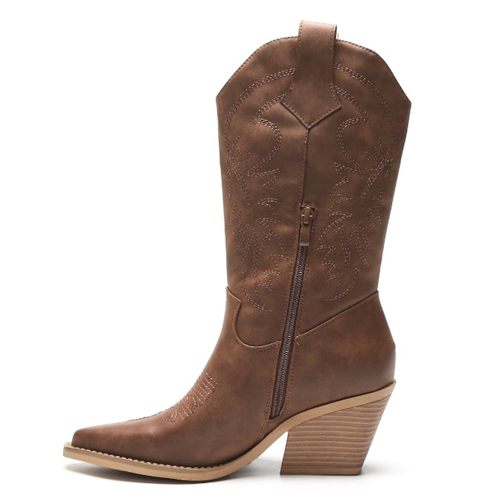 Smile Favorites Cowboylaarzen Bruin Leatherlook Stiksels
