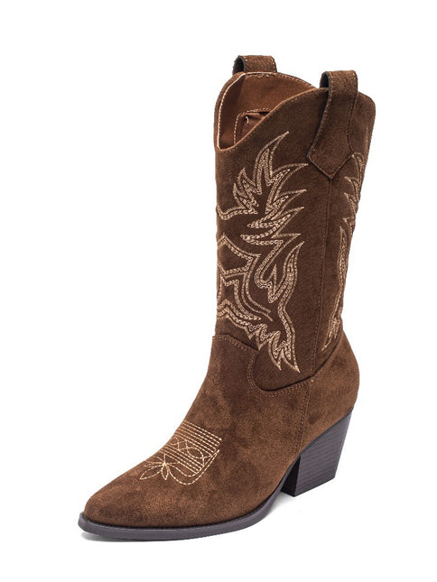 Smile Favorites Cowboylaarzen Bruin Suedine Stiksels Beige