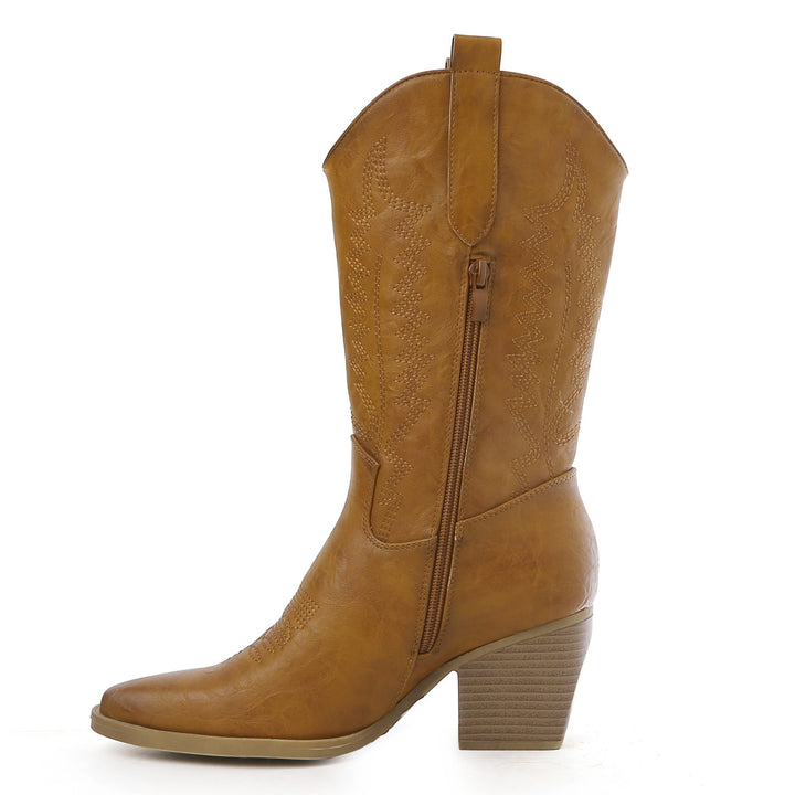 Smile Favorites Cowboylaarzen Camel Leatherlook Stiksels