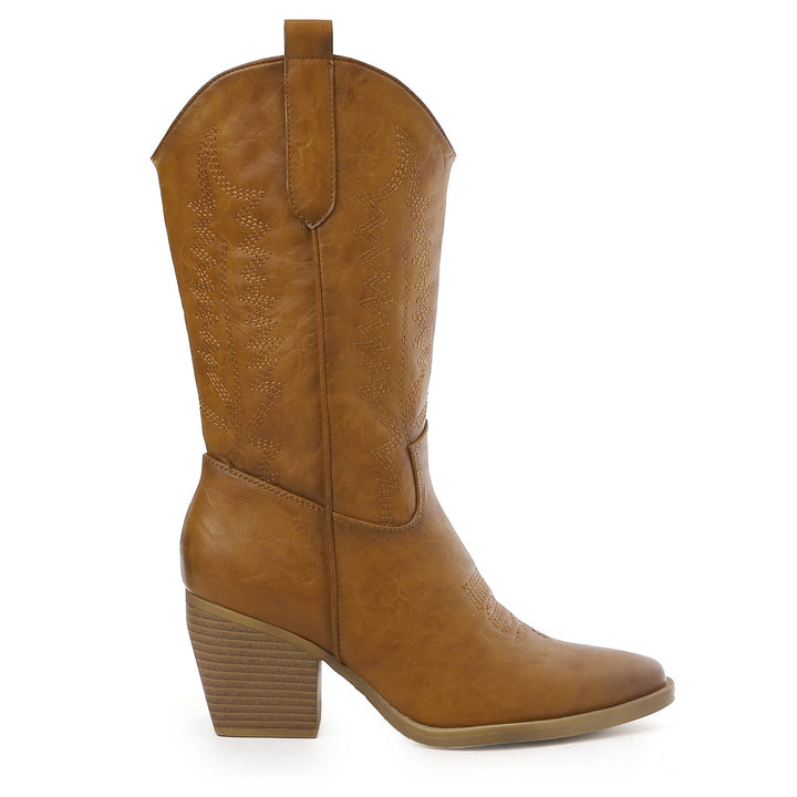 Smile Favorites Cowboylaarzen Camel Leatherlook Stiksels