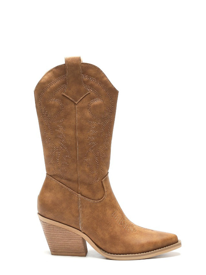 Smile Favorites Cowboylaarzen Camel Leatherlook Stiksels