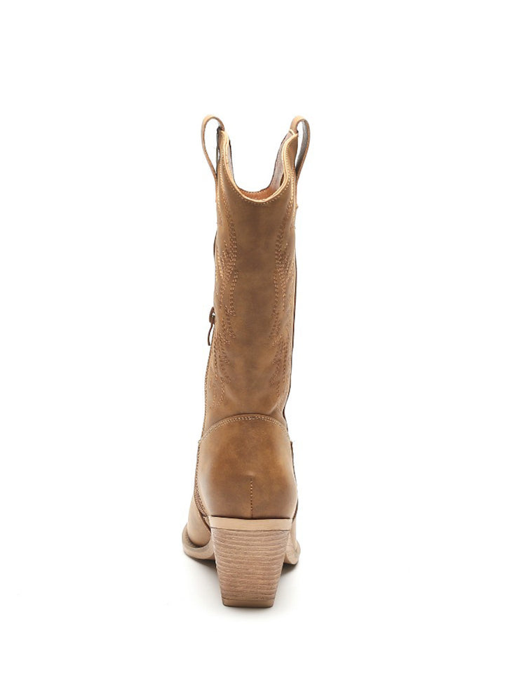 Smile Favorites Cowboylaarzen Camel Leatherlook Stiksels