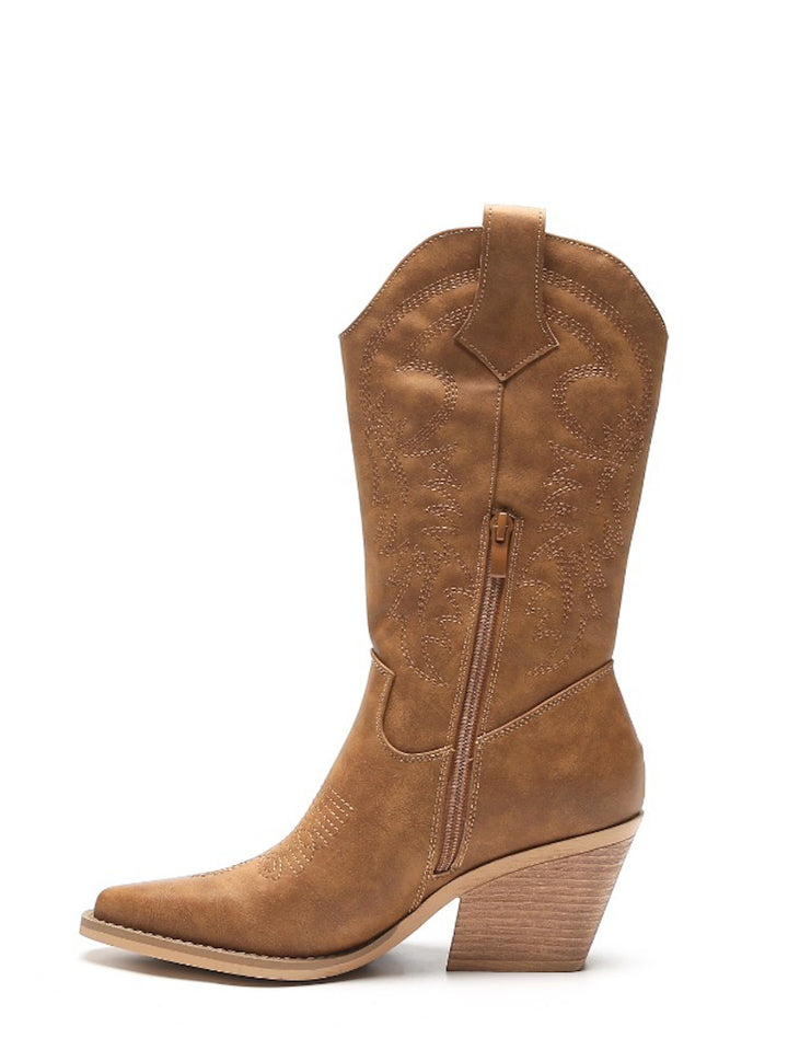 Smile Favorites Cowboylaarzen Camel Leatherlook Stiksels