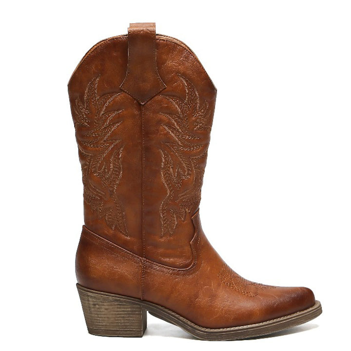 Smile Favorites Cowboylaarzen Camel PU Stiksels