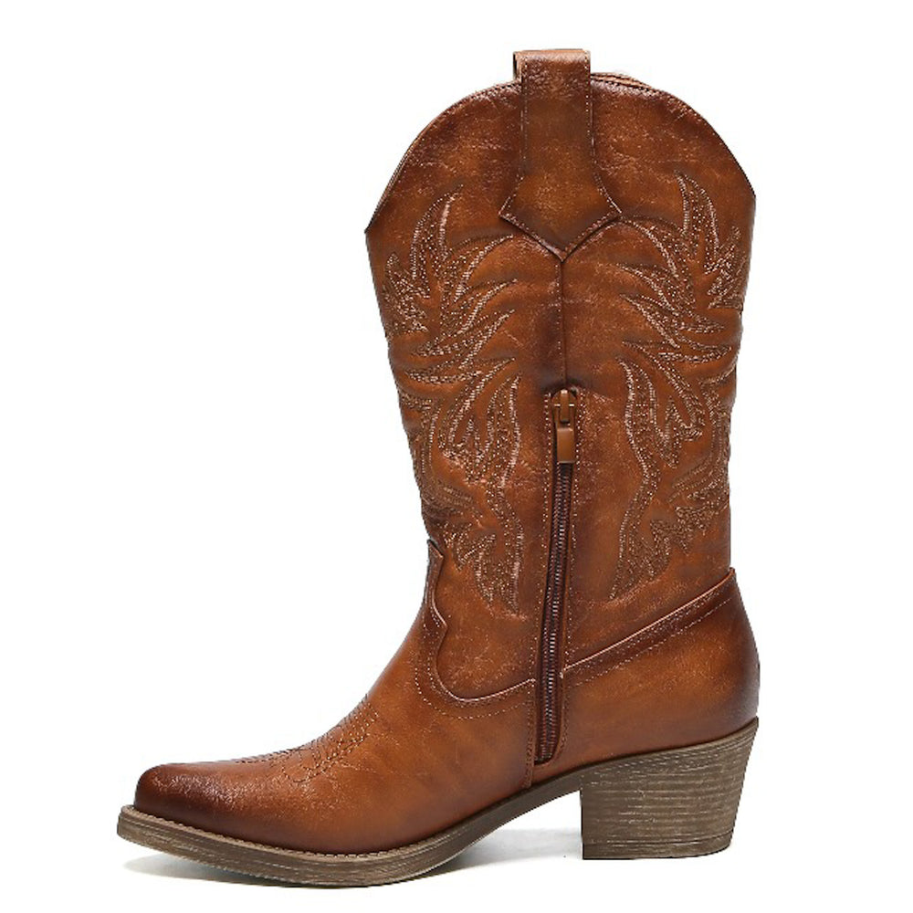 Smile Favorites Cowboylaarzen Camel PU Stiksels