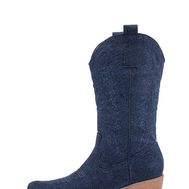 Smile Favorites Cowboylaarzen Donker Blauw Suedine