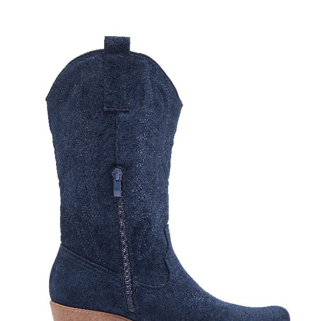 Smile Favorites Cowboylaarzen Donker Blauw Suedine