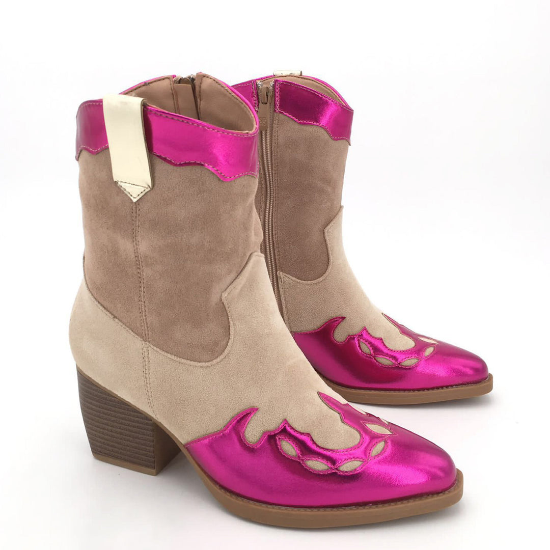 Smile Favorites Cowboylaarzen Fuchsia Metallic Kort