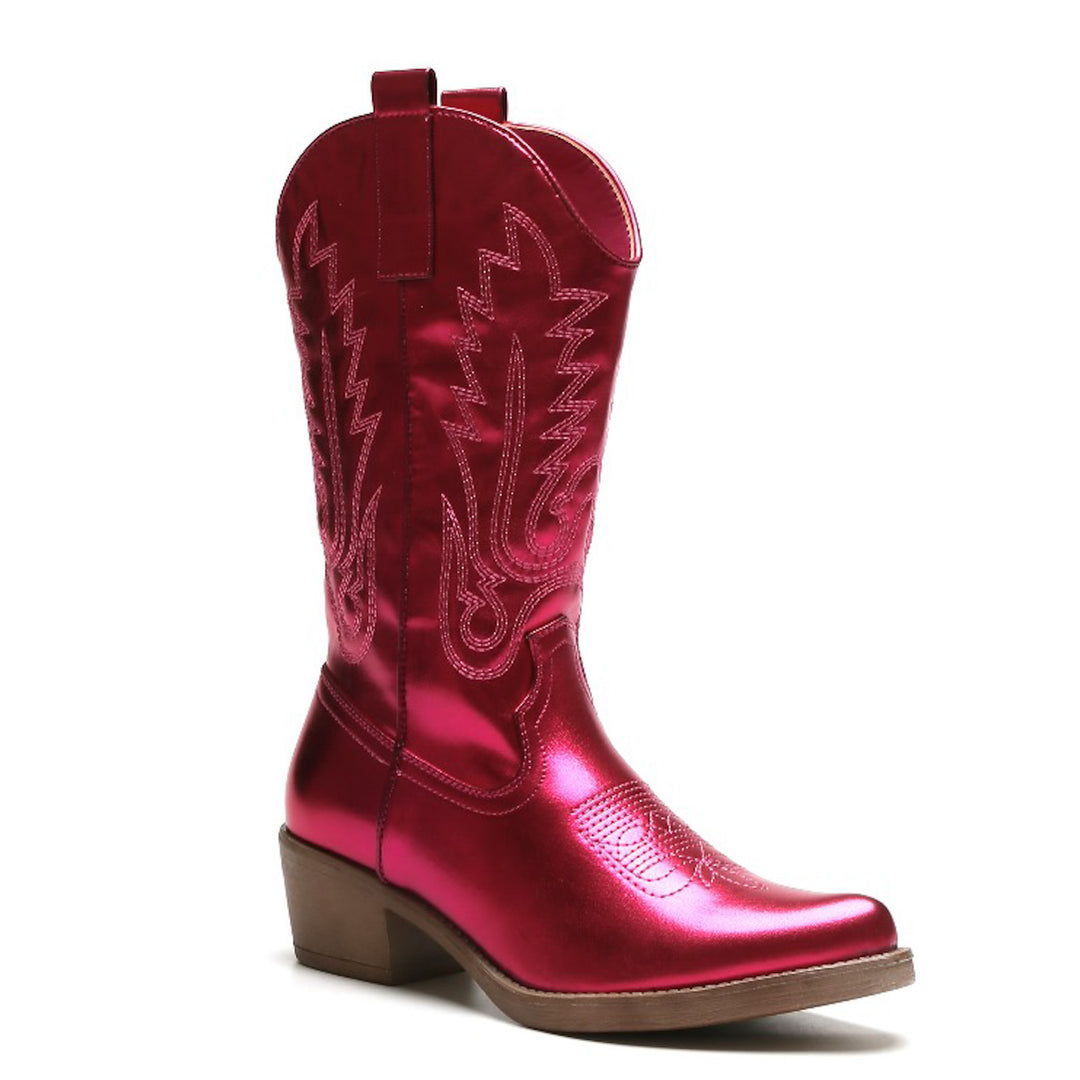 Smile Favorites Cowboylaarzen Fuchsia Metallic Stiksels