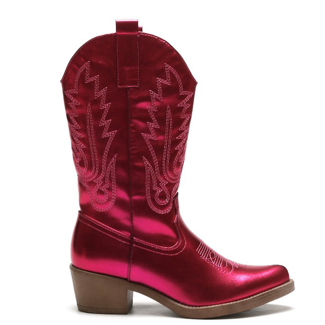 Smile Favorites Cowboylaarzen Fuchsia Metallic Stiksels