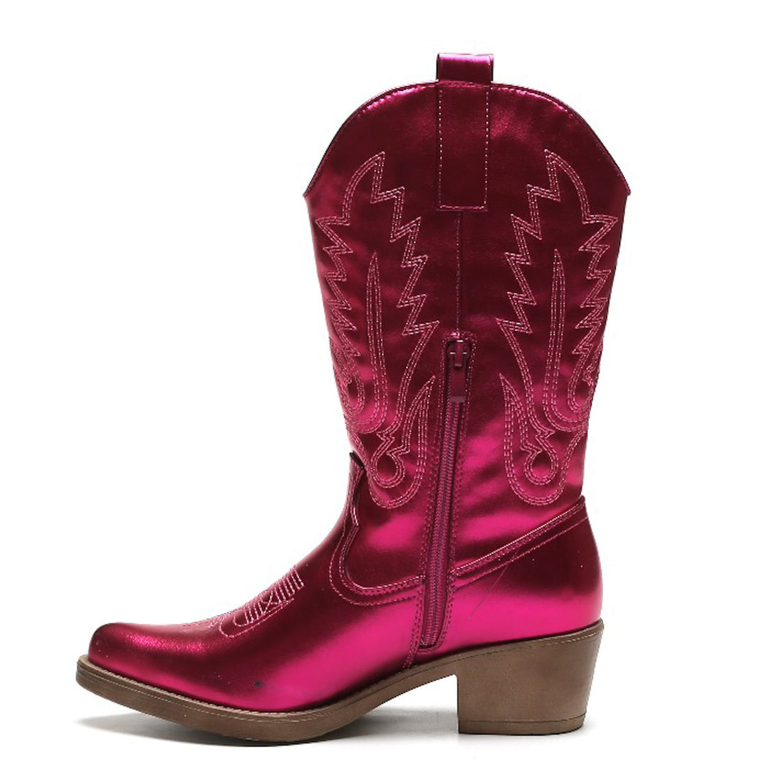 Smile Favorites Cowboylaarzen Fuchsia Metallic Stiksels