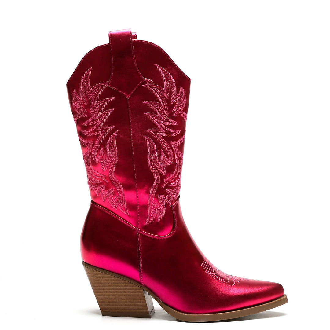 Smile Favorites Cowboylaarzen Fuchsia Metallic Stiksels