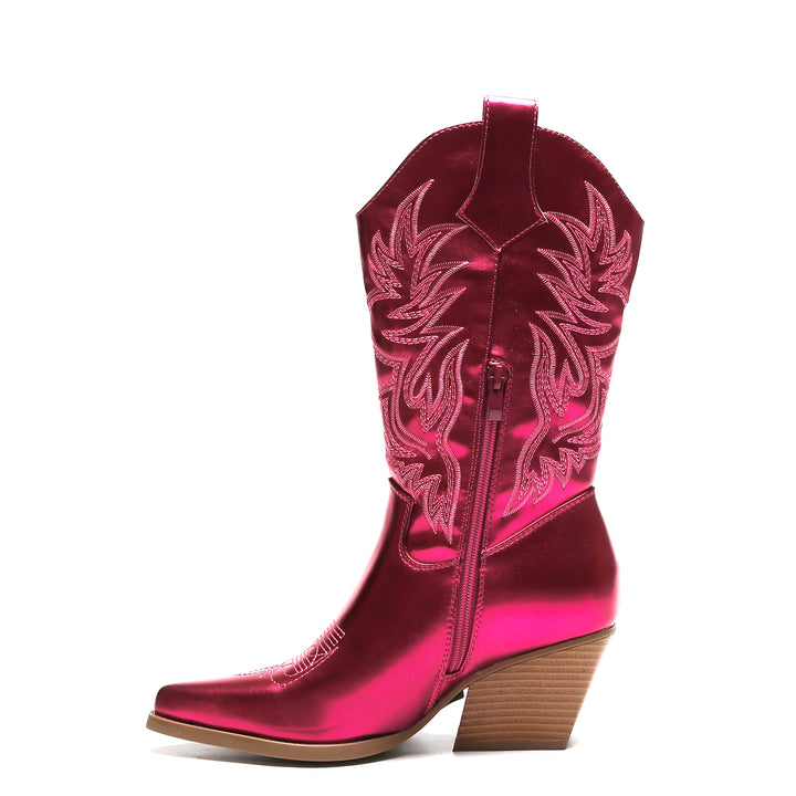Smile Favorites Cowboylaarzen Fuchsia Metallic Stiksels