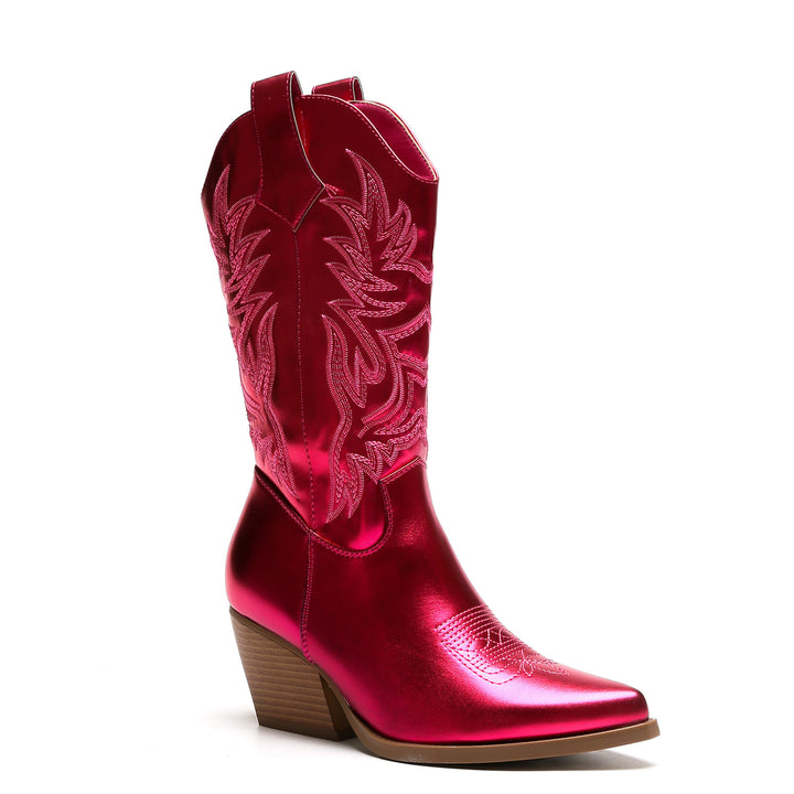 Smile Favorites Cowboylaarzen Fuchsia Metallic Stiksels