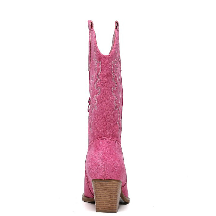 Smile Favorites Cowboylaarzen Fuchsia suède Stiksels