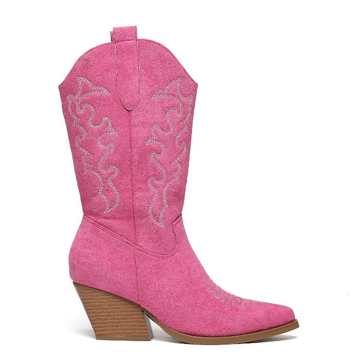 Smile Favorites Cowboylaarzen Fuchsia suède Stiksels