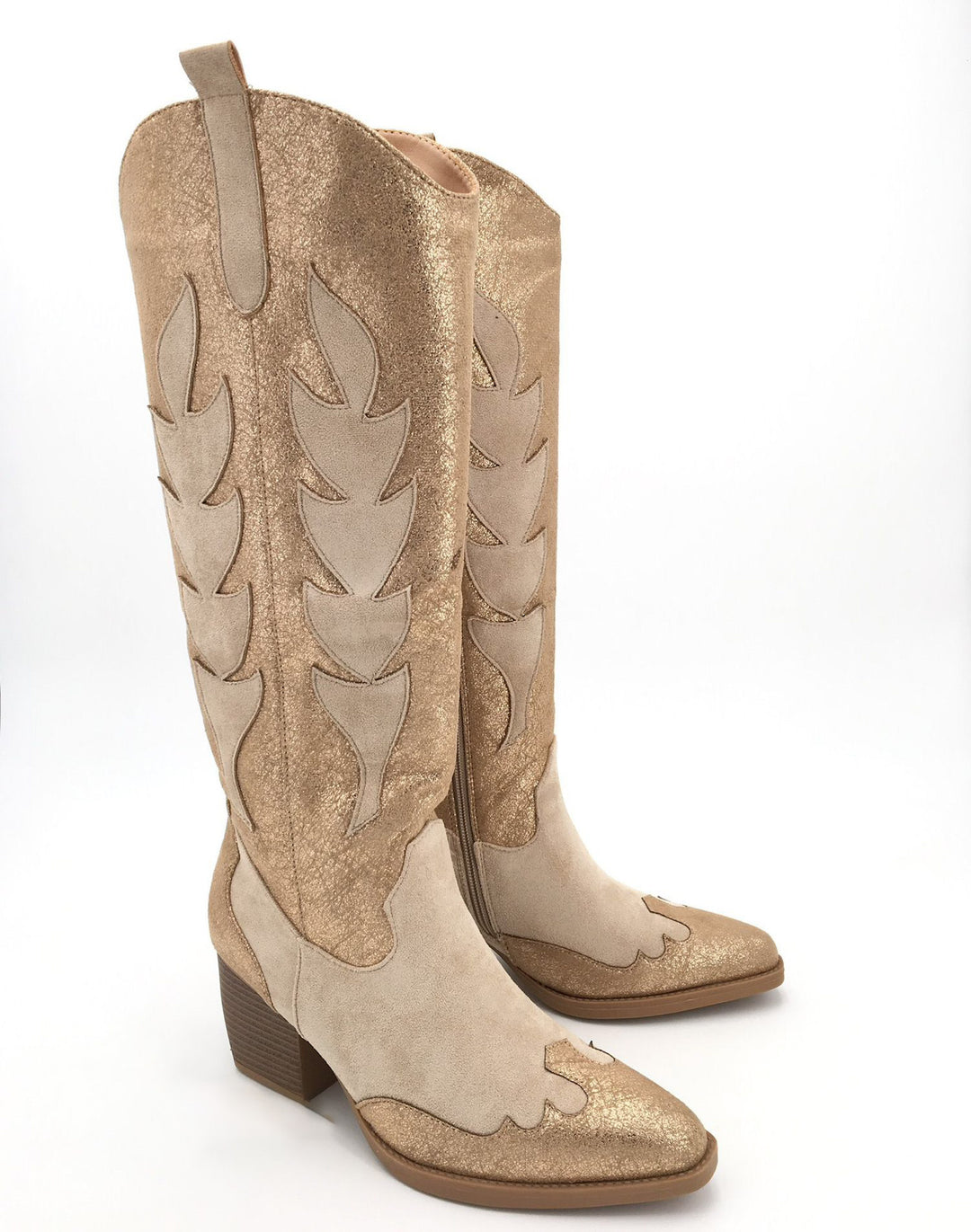 Smile Favorites Cowboylaarzen Goud Beige hoog