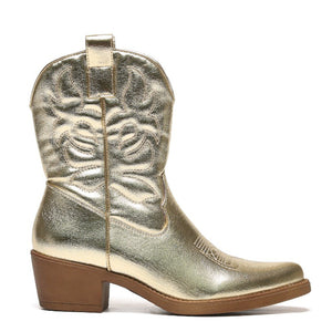 Smile Favorites Cowboylaarzen Goud Kort Stiksels