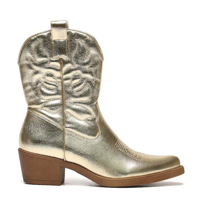 Smile Favorites Cowboylaarzen Goud Kort Stiksels