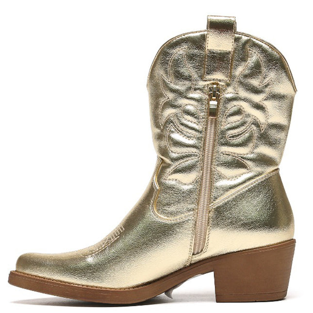 Smile Favorites Cowboylaarzen Goud Kort Stiksels
