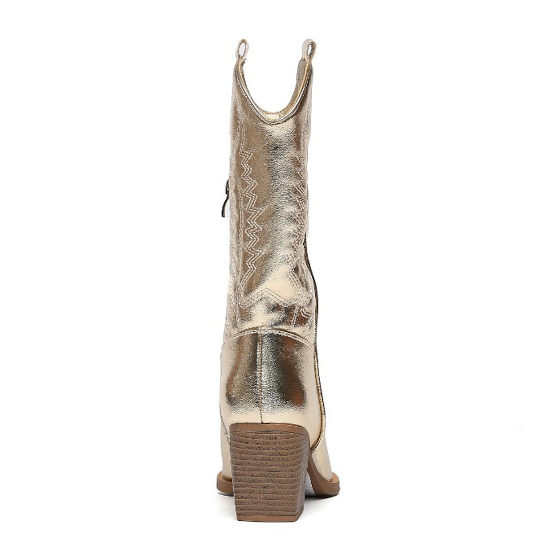 Smile Favorites Cowboylaarzen Goud Leatherlook Stiksels