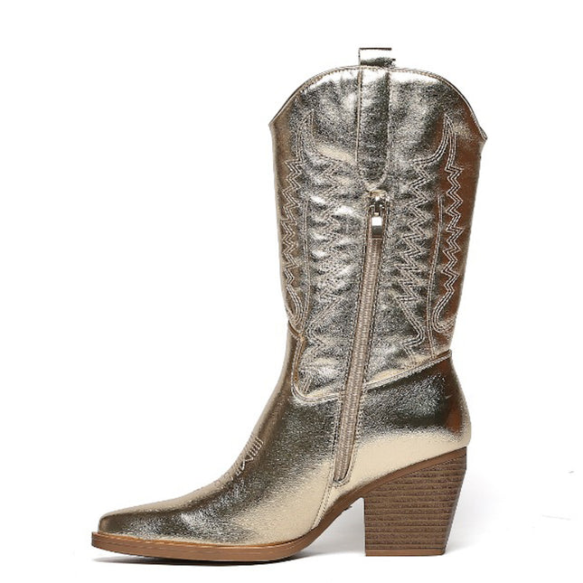 Smile Favorites Cowboylaarzen Goud Leatherlook Stiksels