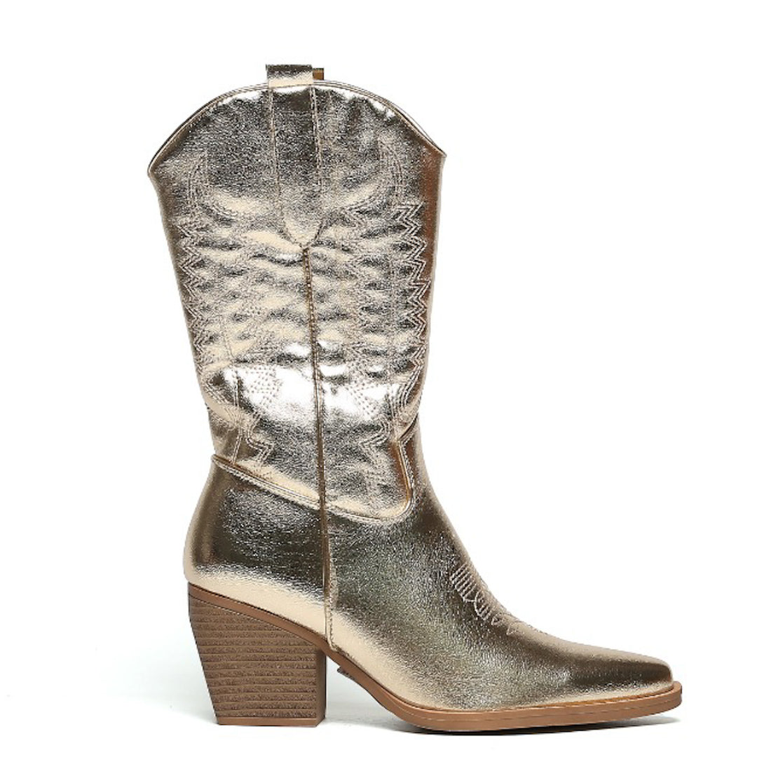 Smile Favorites Cowboylaarzen Goud Leatherlook Stiksels