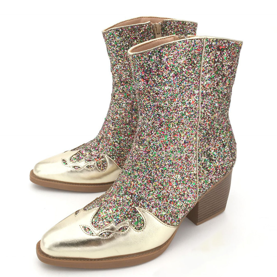 Smile Favorites Cowboylaarzen Goud Metallic Kort Glitter