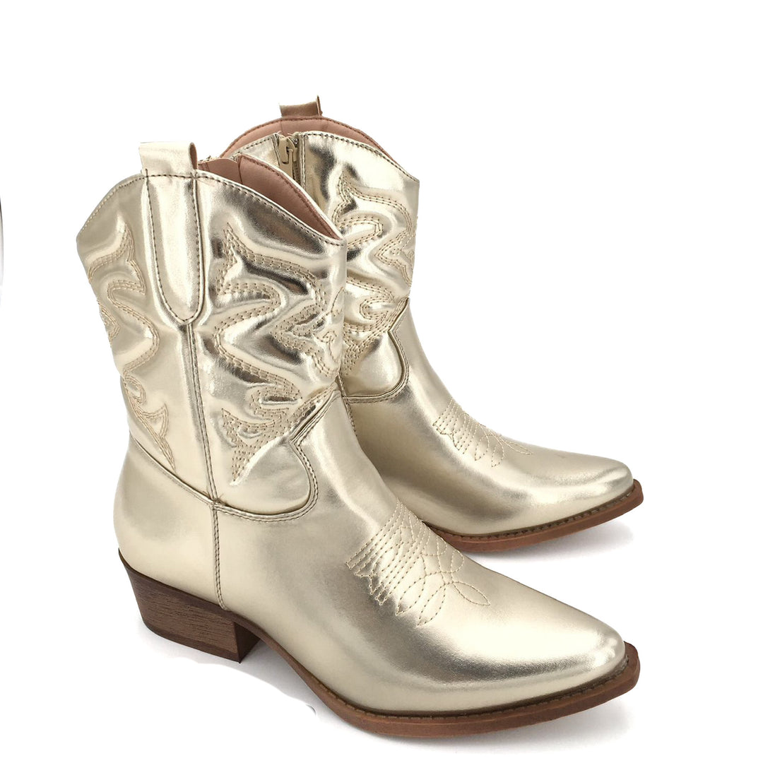 Smile Favorites Cowboylaarzen Goud Metallic Kort