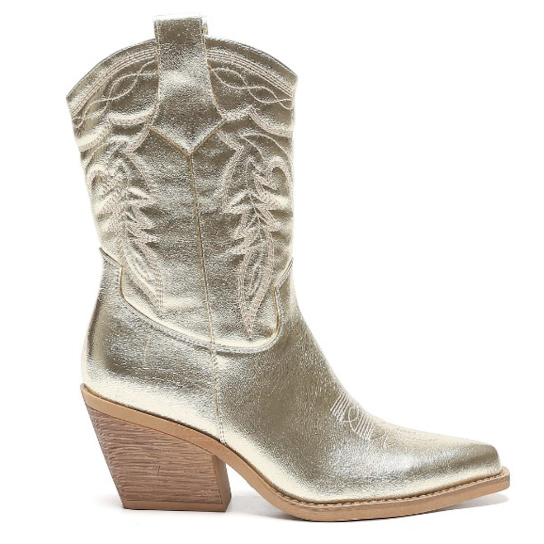 Smile Favorites Cowboylaarzen Goud Metallic Kuit Stiksels