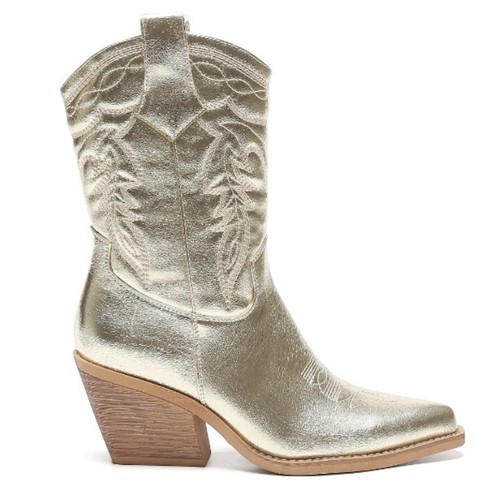 Smile Favorites Cowboylaarzen Goud Metallic Kuit Stiksels