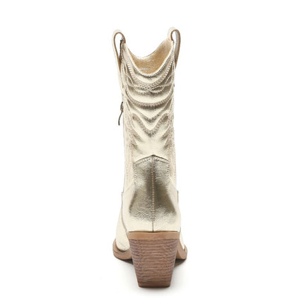 Smile Favorites Cowboylaarzen Goud Metallic Kuit Stiksels