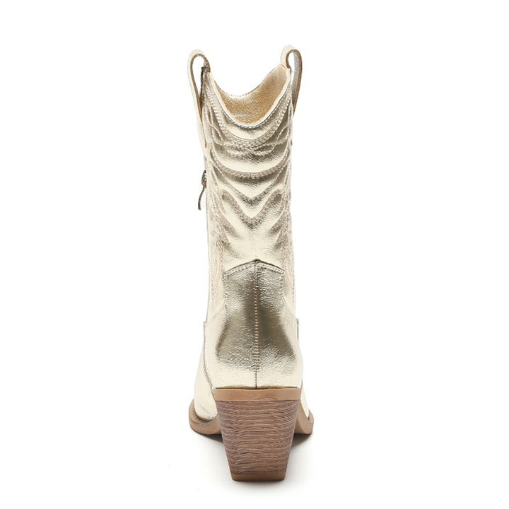 Smile Favorites Cowboylaarzen Goud Metallic Kuit Stiksels