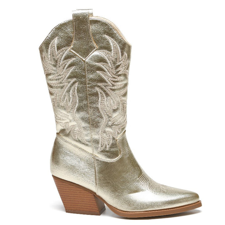 Smile Favorites Cowboylaarzen Goud Stiksels Beige