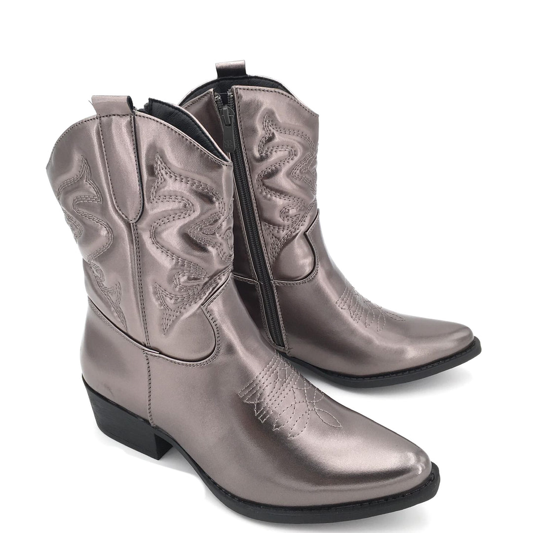 Smile Favorites Cowboylaarzen Grijs Metallic Kort