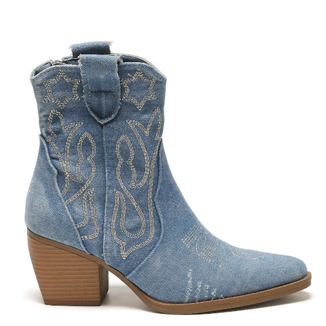 Smile Favorites Cowboylaarzen Jeans Blauw Kort Star Damaged