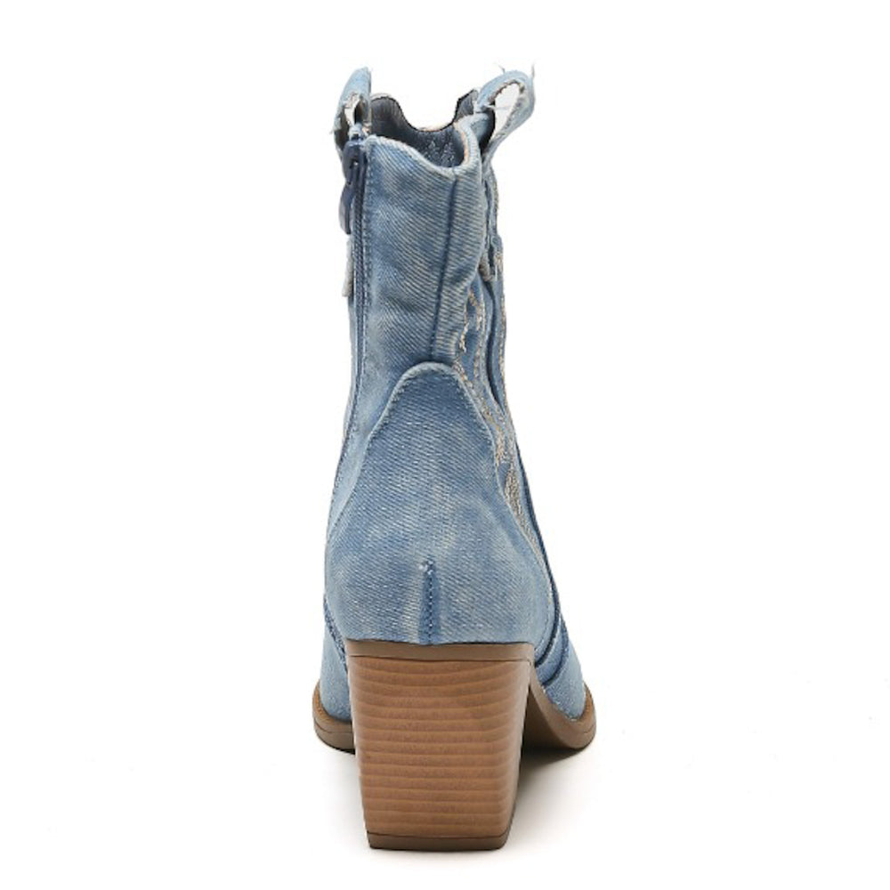 Smile Favorites Cowboylaarzen Jeans Blauw Kort Star Damaged