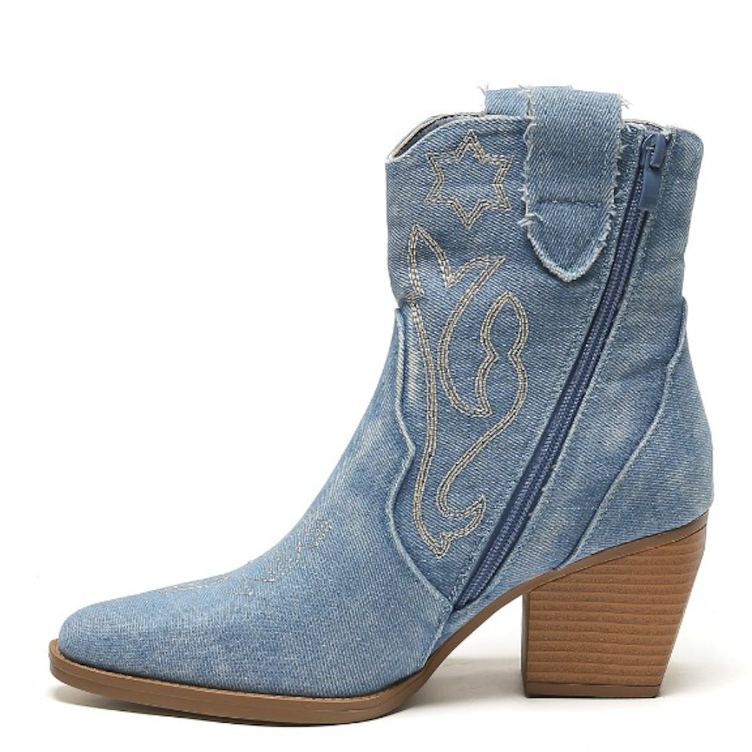 Smile Favorites Cowboylaarzen Jeans Blauw Kort Star Damaged